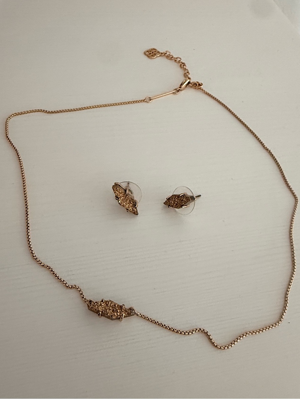 Kendra Scott - Rose Gold Druzy Pendant Necklace and Stud Earrings Set